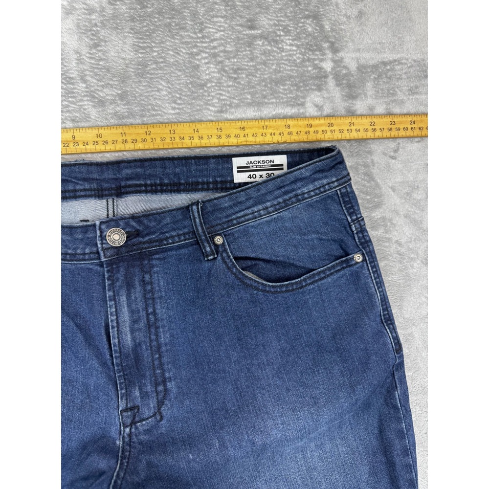 Buffalo‎ 40x30 Jackson Slim Straight Jeans Mens Blue Excellent Stretch Denim - Picture 5 of 8